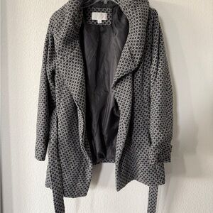 Xhilaration Black and Gray Patterned Trench Coat